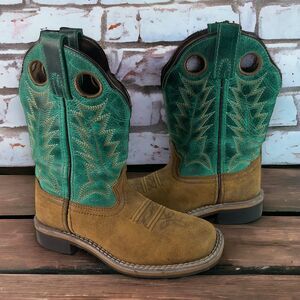 Smoky Mountain Jesse Kids Shoes Brown Green 13 R Pull On Western Cowboy Boots